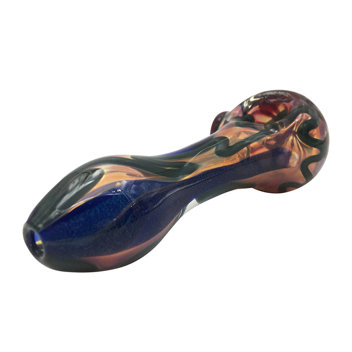 Smoking Tobacco Glass Hand Pipe with Flowers Line 349#