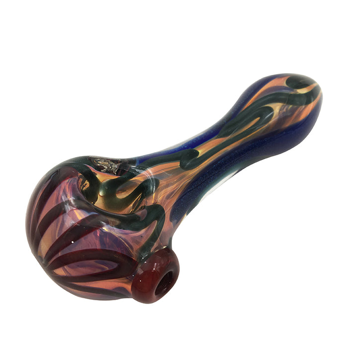 Smoking Tobacco Glass Hand Pipe with Flowers Line 349#
