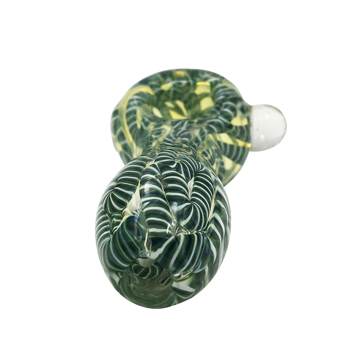 Newest Green Stripe Mini Donut Glass Spoon Pipes for Smoking 381#