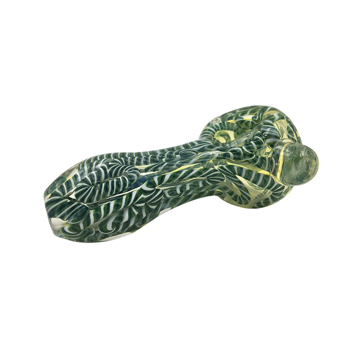Newest Green Stripe Mini Donut Glass Spoon Pipes for Smoking 381#