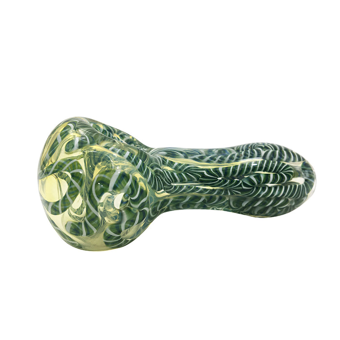 Newest Green Stripe Mini Donut Glass Spoon Pipes for Smoking 381#