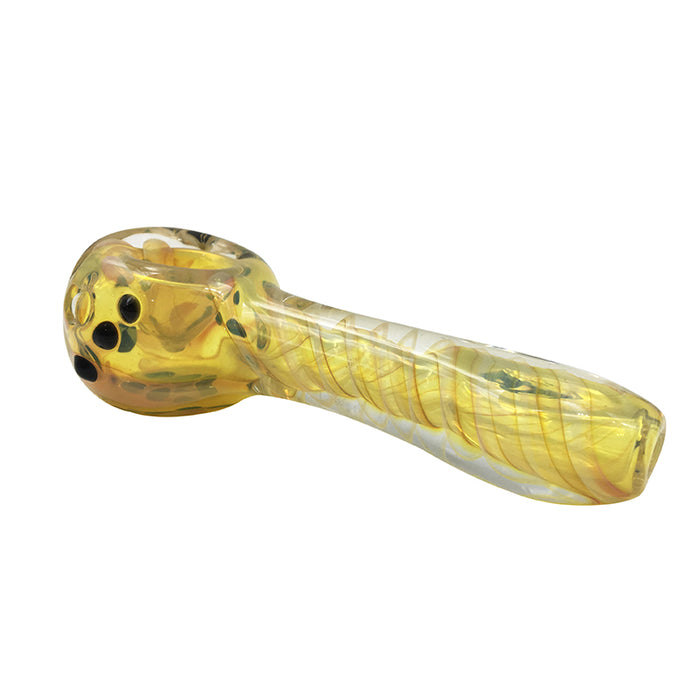Yellow Stripe Cigarette Smoking Glass Spoon Pipe 397#