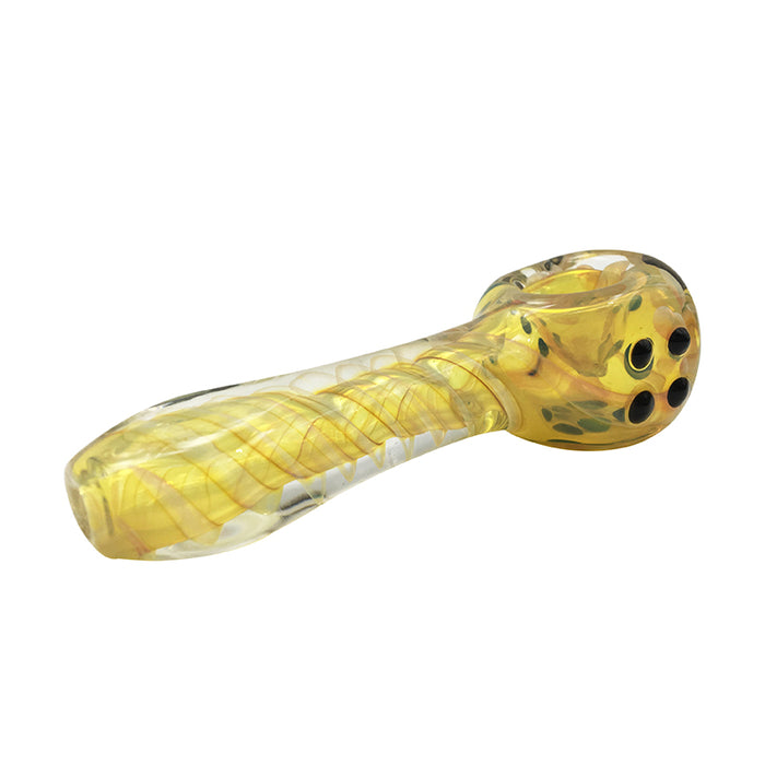 Yellow Stripe Cigarette Smoking Glass Spoon Pipe 397#