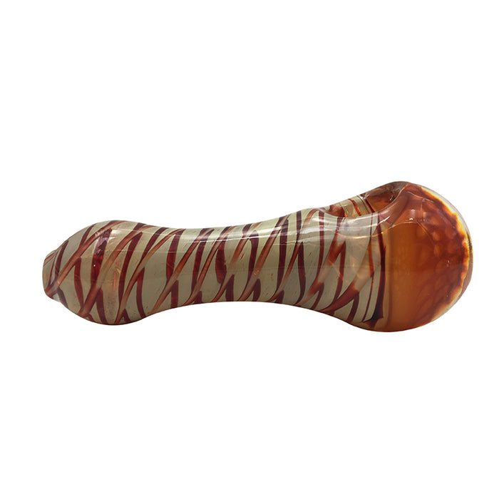 Freezable Coil Spoon Brown Hookah Smoking Glass Hand Pipe 398#