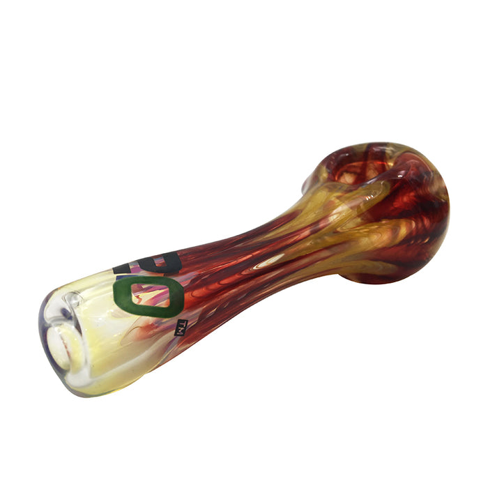 Glass Spoon Pipe Heavy Gold Fume with Small Heart  400#