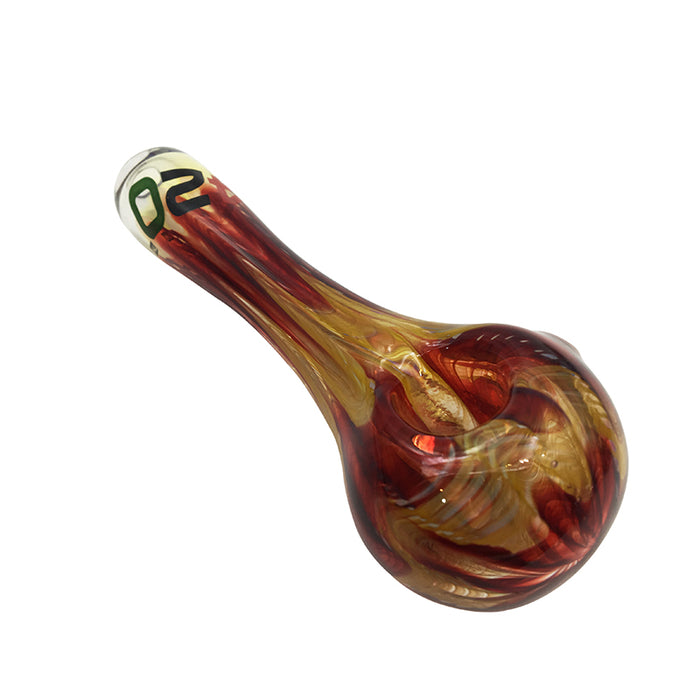 Glass Spoon Pipe Heavy Gold Fume with Small Heart  400#