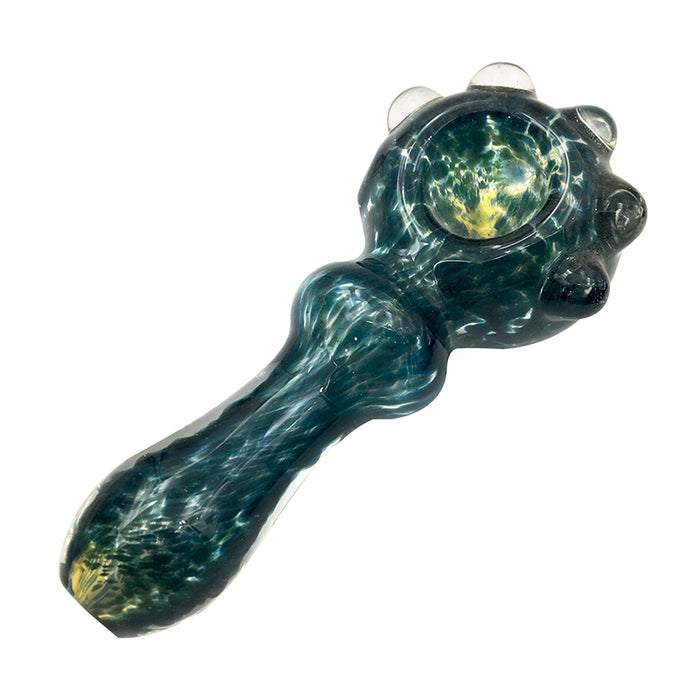 Cat Claw Style Spoon Hand pipe  Glass Ring and Fumed Jade Frit Pipe 026#
