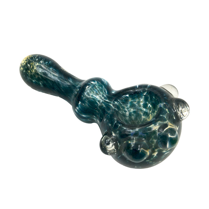 Cat Claw Style Spoon Hand pipe  Glass Ring and Fumed Jade Frit Pipe 026#