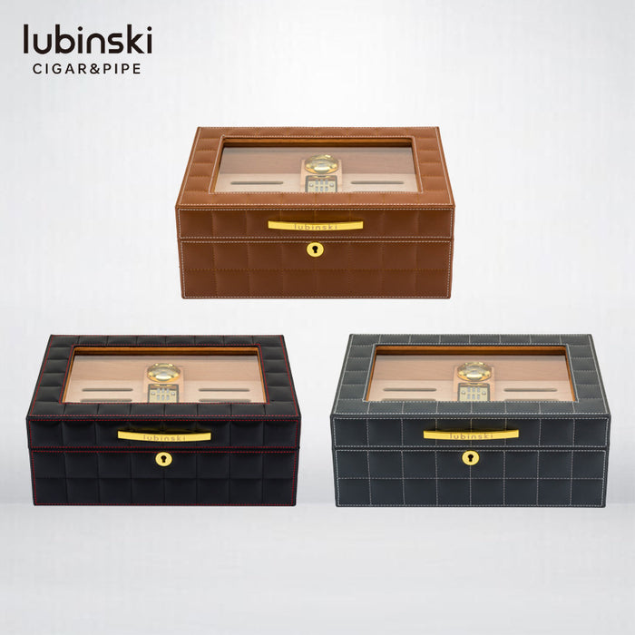 LUBINSKI Humidor Leather Cedar Mini Household Humidor