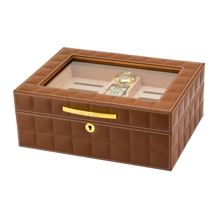 LUBINSKI Humidor Leather Cedar Mini Household Humidor