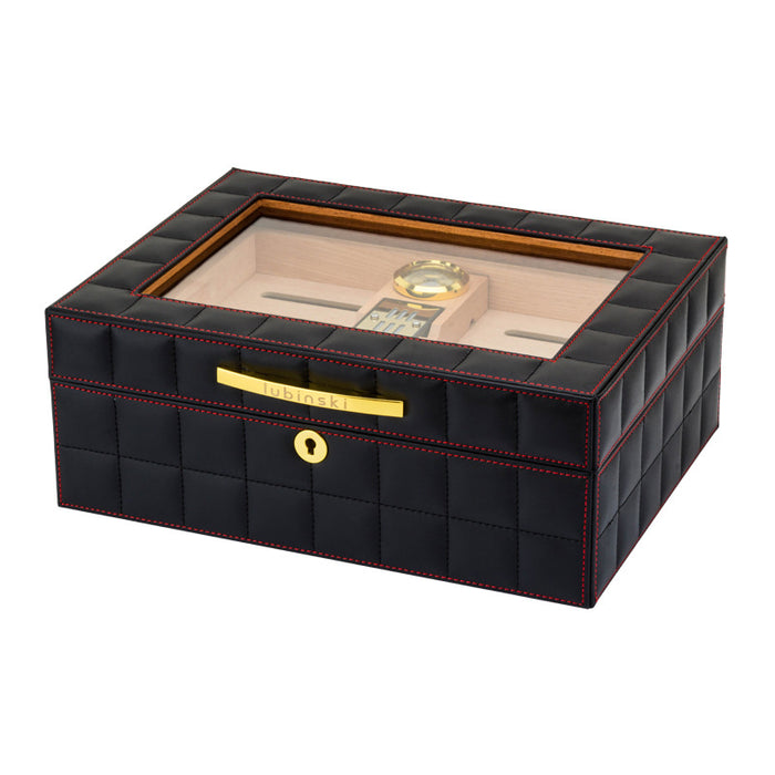 LUBINSKI Humidor Leather Cedar Mini Household Humidor
