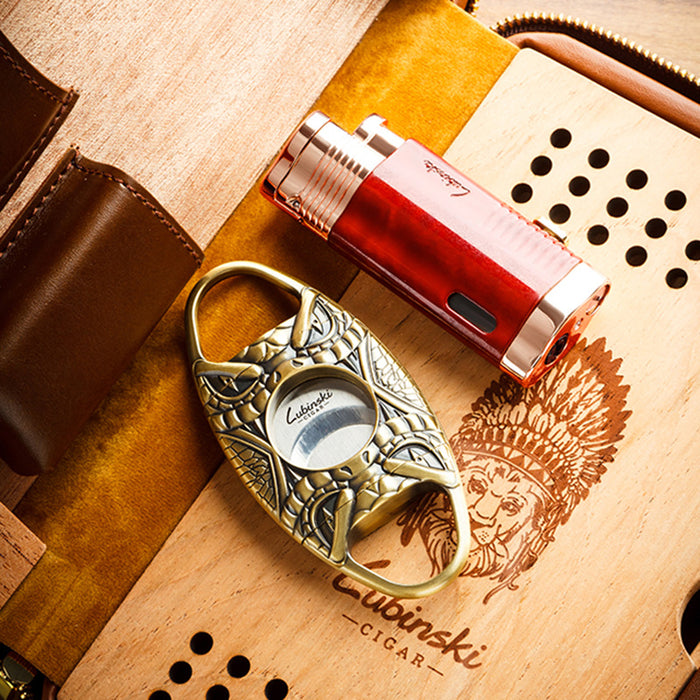 LUBINSKI Portable Humidor Set Crocodile Ridge Cedar Humidor Cigar Set Cigar Humidor