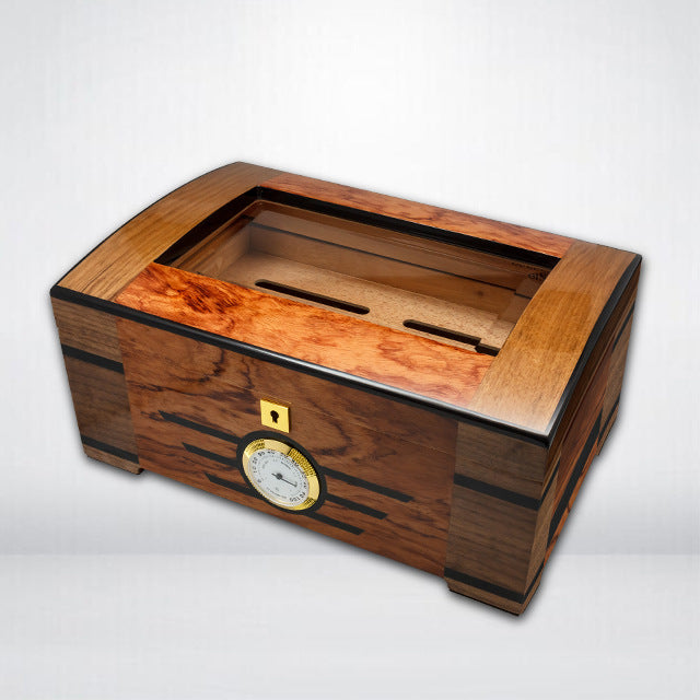 LUBINSKI Cigar Box Cedar Wood Grain Parquet Baking Lacquer With Windows Cigar Box Humidor Cigarette Case