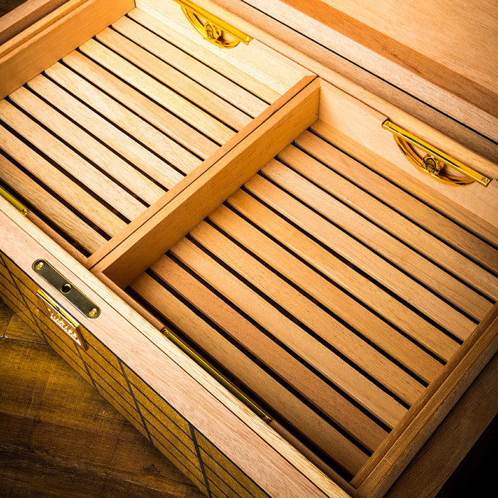 LUBINSKI Gold Leaf Cigar Box Double Cedar Wood Limited Edition Large Capacity Cigar Humidor