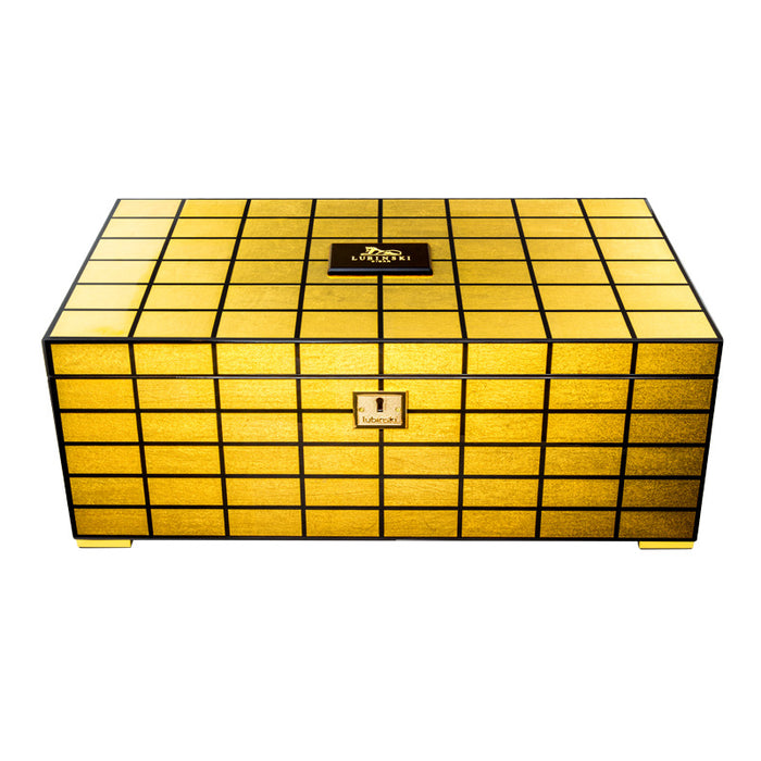 LUBINSKI Gold Leaf Cigar Box Double Cedar Wood Limited Edition Large Capacity Cigar Humidor