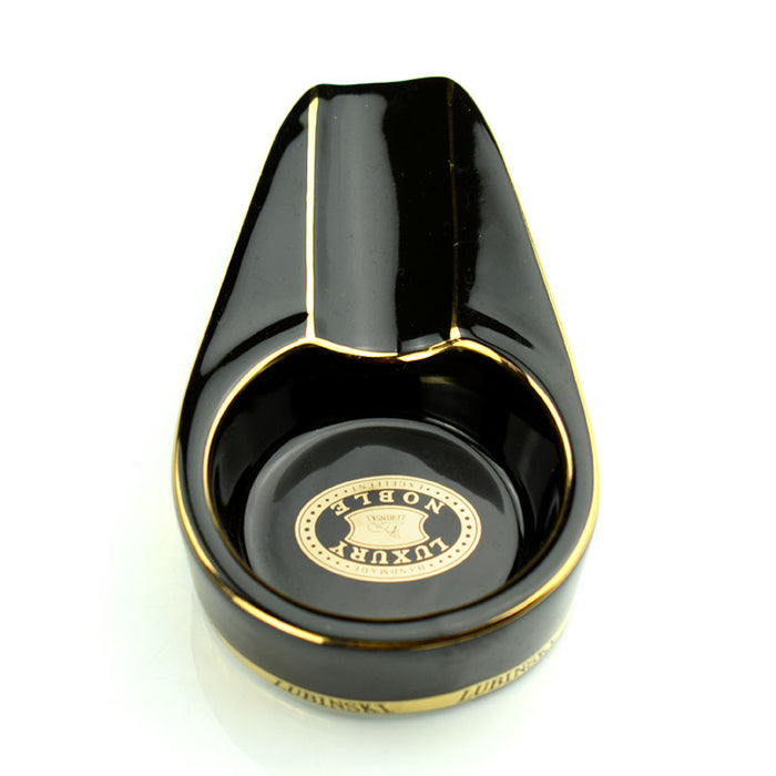LUBINSKI Handmade Gilt Ceramic Cigar Ashtray