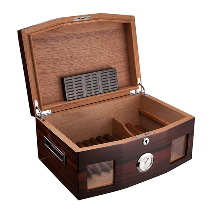 Lubinski Cigar Box Cedar Wood Piano Baking Varnish Transparent Visible Cigar Humidor Cigarette Case