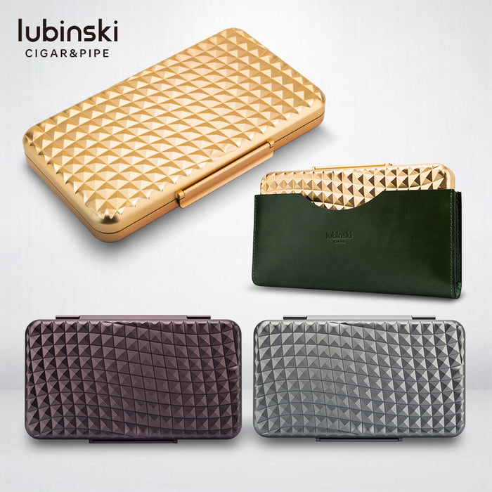 Lubinski Cigar Portable Box 5pcs Diamond-Shaped Streamline Sandblasted With Aviation Aluminum Portable Cigar Box Humidor Cigar Portable Case Set