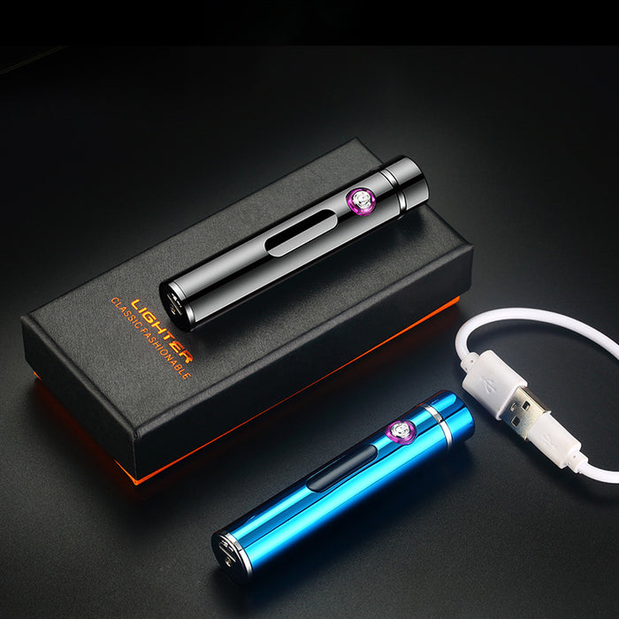 Mini Round Cylinder USB Charging Dual Arc   Lighter