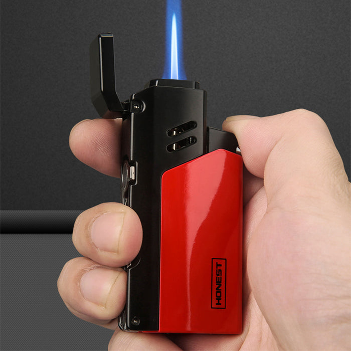 Multifunctional Straight Through Lighter With Cigar Drill
