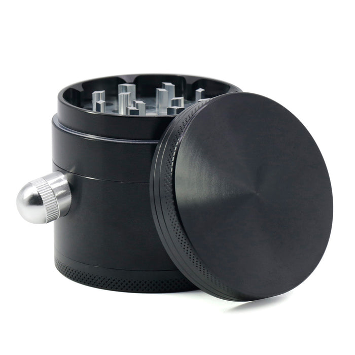 New Side Buckle Four-Layer Aluminum Alloy 63MM Weed Grinder-Black