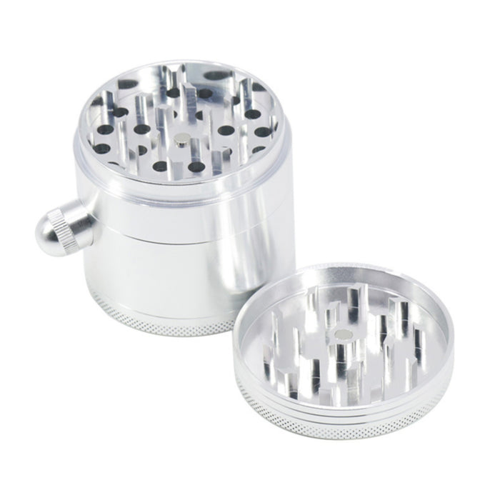 New Side Buckle Four-Layer Aluminum Alloy 63MM  Grinder-Silver