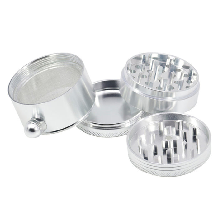 New Side Buckle Four-Layer Aluminum Alloy 63MM  Grinder-Silver