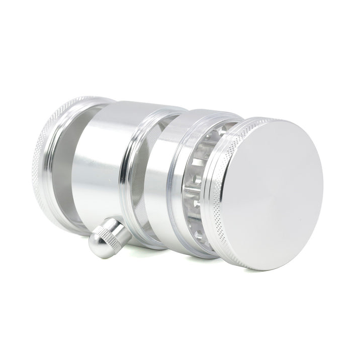 New Side Buckle Four-Layer Aluminum Alloy 63MM  Grinder-Silver