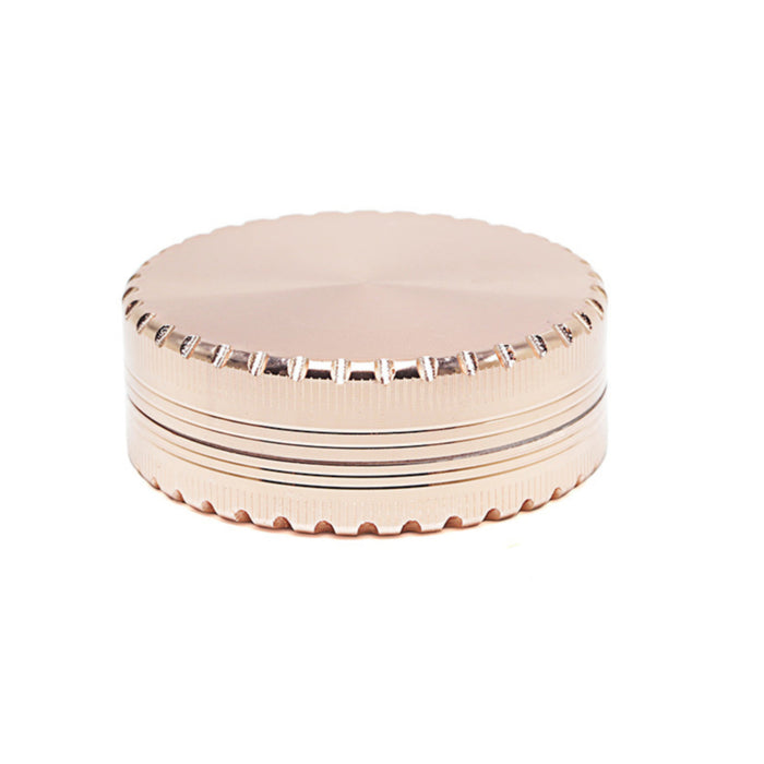 New Toothless 63MM 3 Part Zinc Alloy Chamfered Biscuit Herb Grinder-Gold