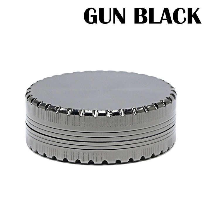 New Toothless 63MM 3 Part Zinc Alloy Chamfered Biscuit Herb Grinder-Gun-Black