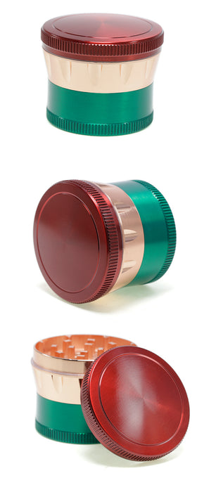 60MM Zinc Alloy Four-layer Metal Chamfer Smoke Grinder-Spell Color