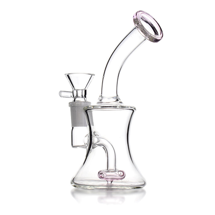 Hourglass Dab Rig With Pink Circle Perc-Pink Color