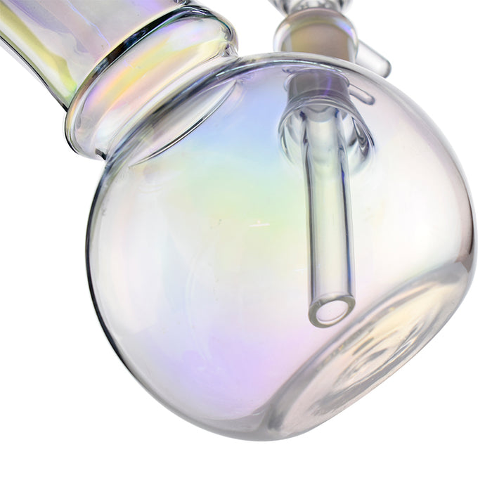 Plated Bent Neck Round Bottom Bong With Marijuana Leaf