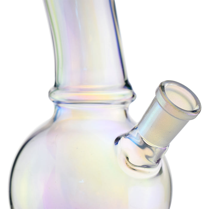 Plated Bent Neck Round Bottom Bong With Marijuana Leaf