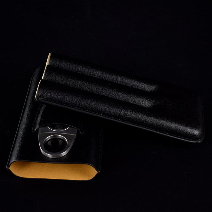 Porsche Design Black Leather Cigar Case Holder w/ Cutter
