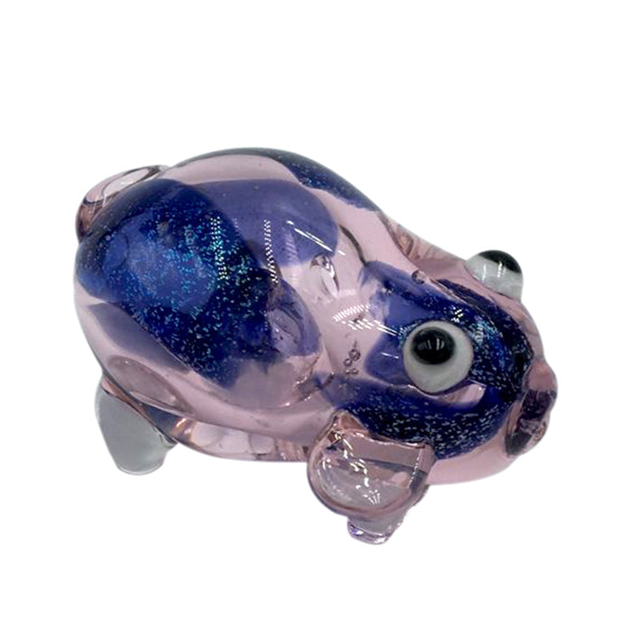 Inside-out Blue Flicker Frit Pink Pig Glass Hand Pipe 148#