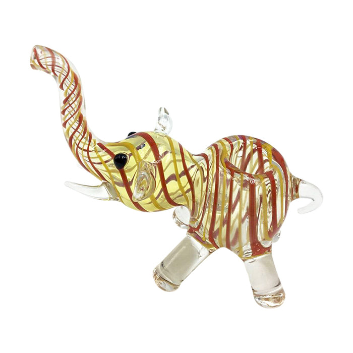 Elephant Single Glass Hand Pipe Red & Yellow Spiral Stripes 108#