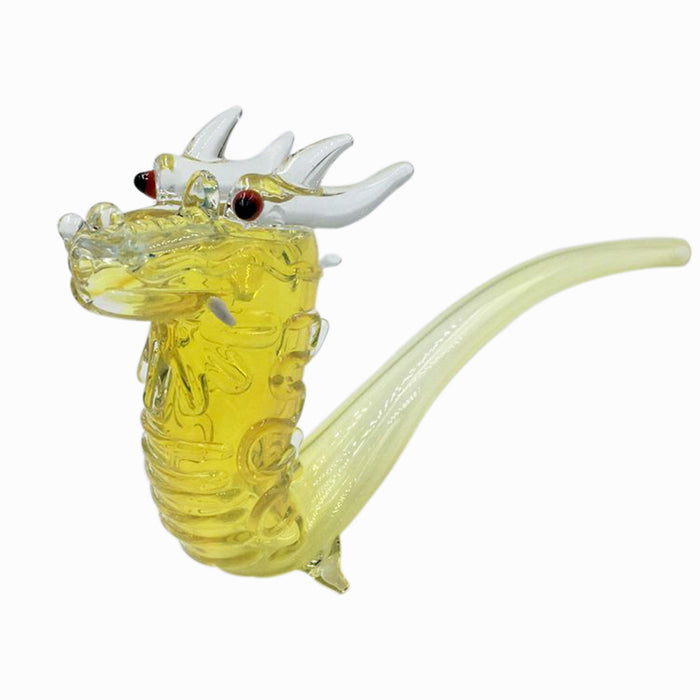 Ground Dragon Sherlock Hand Pipe with Yellow Fumed Frit Color 124#