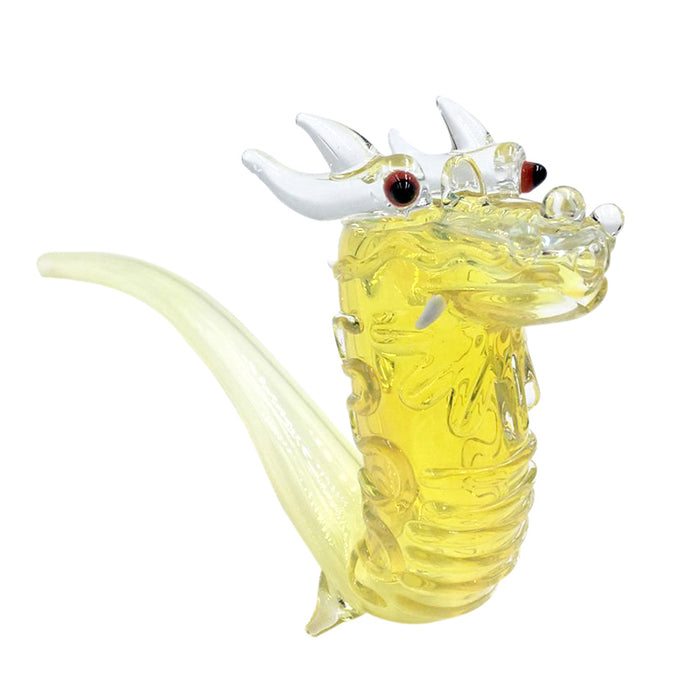 Ground Dragon Sherlock Hand Pipe with Yellow Fumed Frit Color 124#