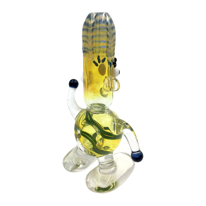 Marbles Body Long Head "Hey Man" Style Single Glass Hand Pipe 126#