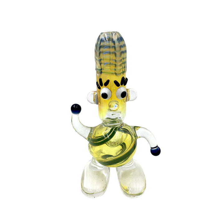 Marbles Body Long Head "Hey Man" Style Single Glass Hand Pipe 126#