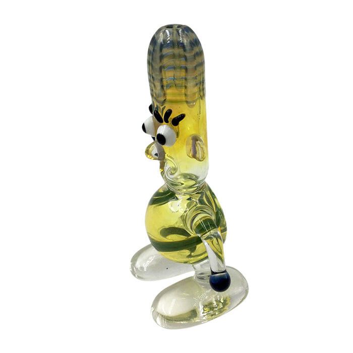 Marbles Body Long Head "Hey Man" Style Single Glass Hand Pipe 126#