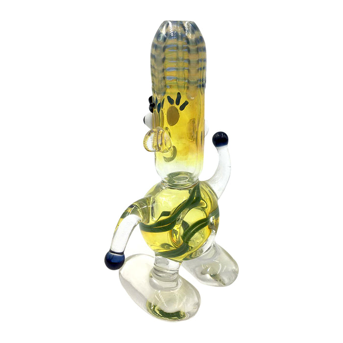 Marbles Body Long Head "Hey Man" Style Single Glass Hand Pipe 126#