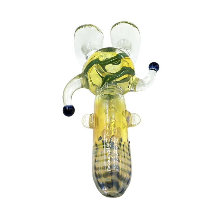 Marbles Body Long Head "Hey Man" Style Single Glass Hand Pipe 126#