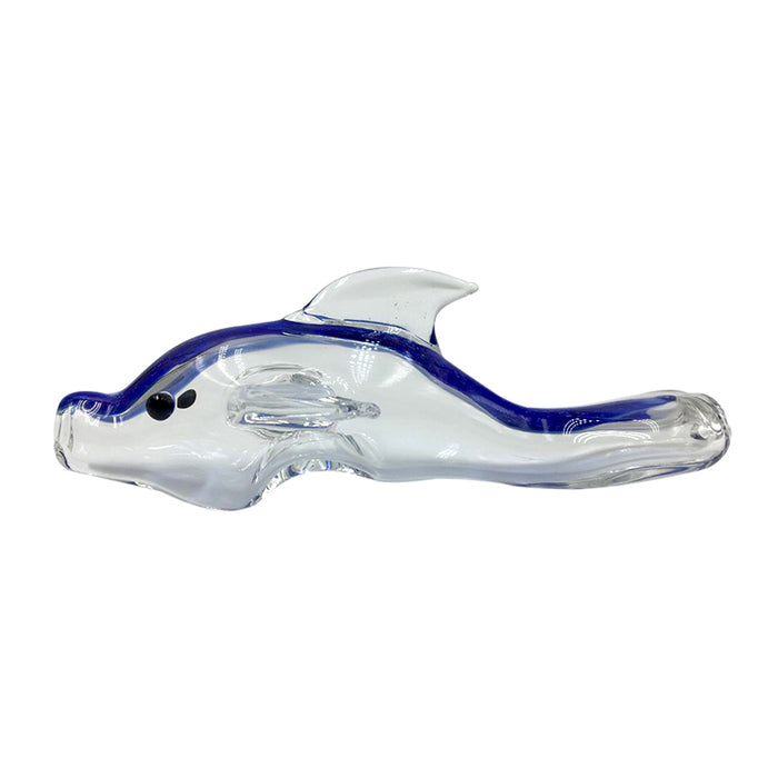 Clear Blue Dolphins Style Glass Hand Pipe Animal Pipe 134#
