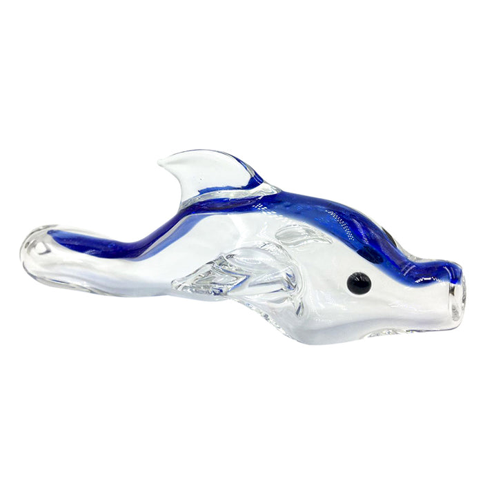 Clear Blue Dolphins Style Glass Hand Pipe Animal Pipe 134#