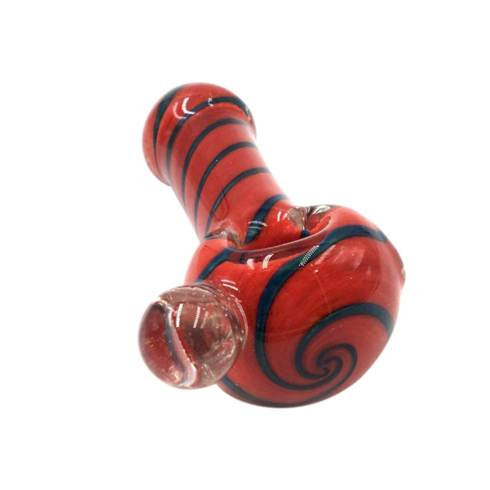 Black Spiral Stripe Red Color Spoon Pipe with Big Marbles 136#