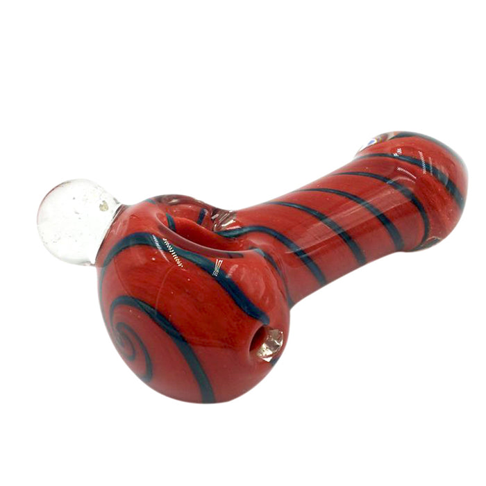 Black Spiral Stripe Red Color Spoon Pipe with Big Marbles 136#