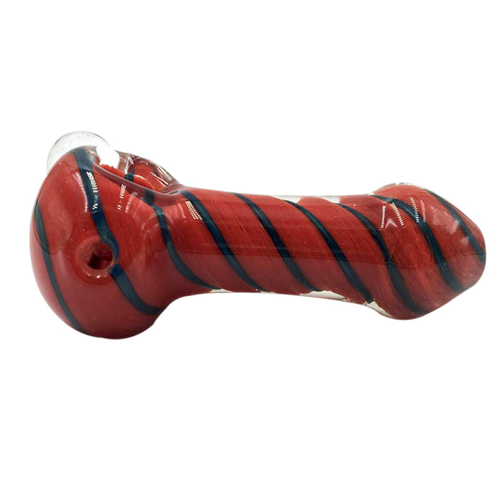 Black Spiral Stripe Red Color Spoon Pipe with Big Marbles 136#
