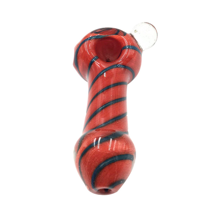 Black Spiral Stripe Red Color Spoon Pipe with Big Marbles 136#